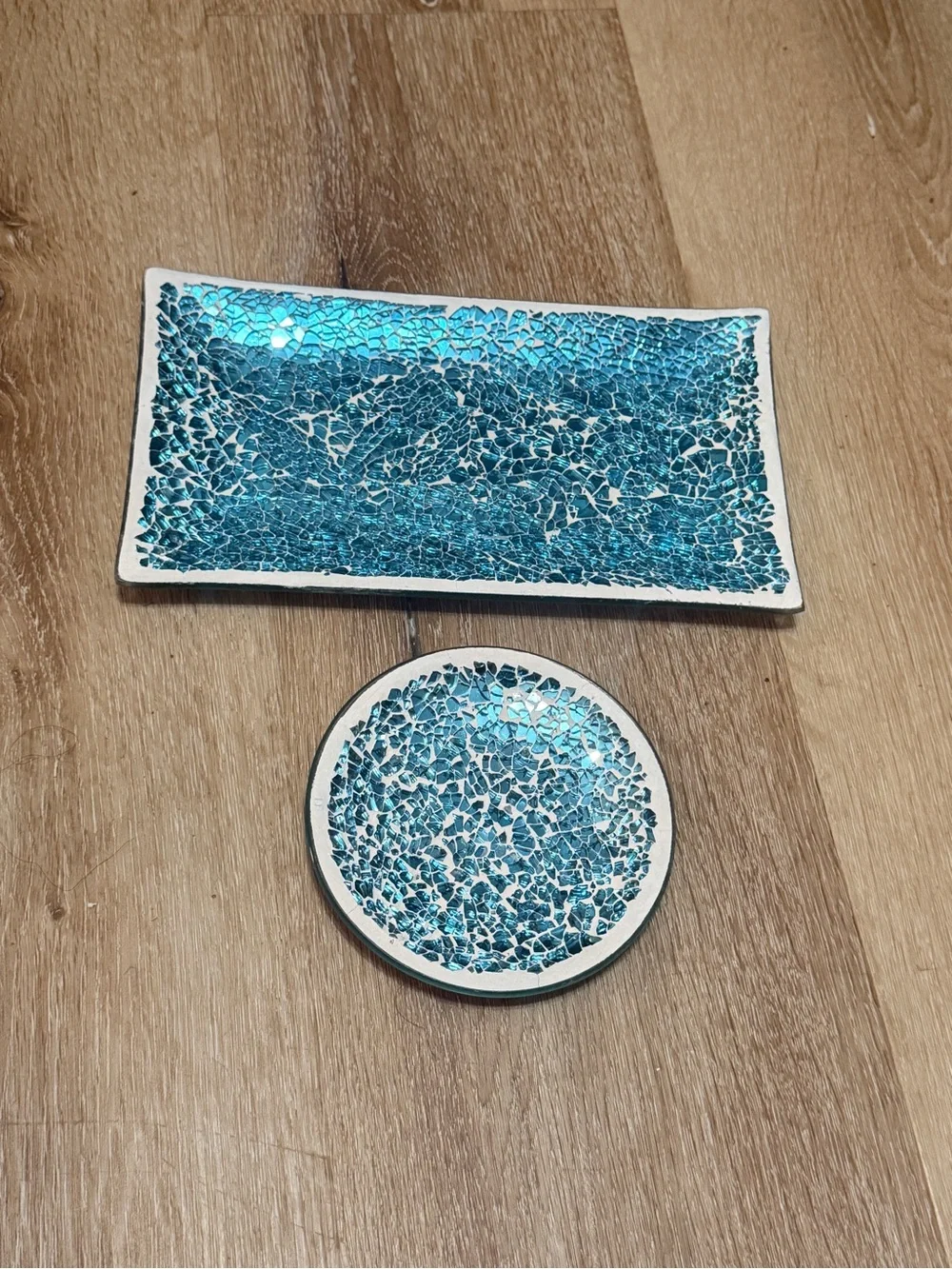 Turquoise Crackle Glass / Ceramic Bath Set - 5 Piece